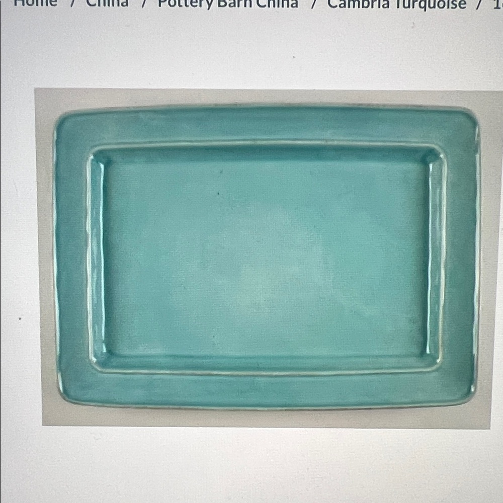 Rectangular Blue Ceramic Serving Platter. Length 16 3/8, width 11 3/8.